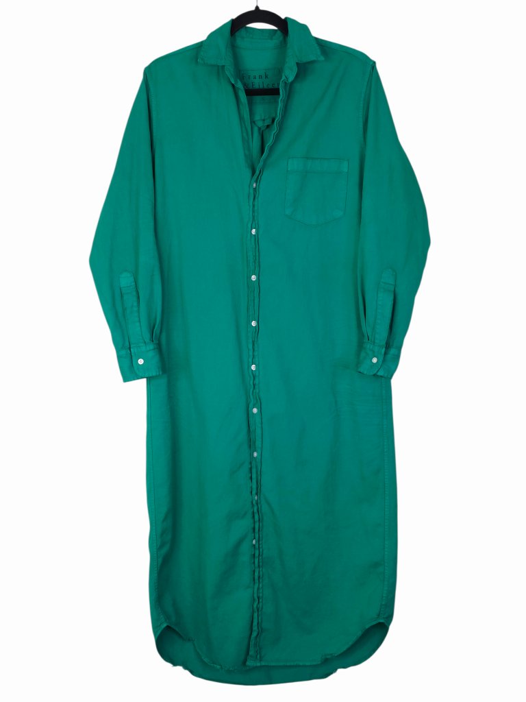 Frank & Eileen Rory Dress Clover Green Famous Denim Maxi Shirtdress Size S — image 2 of 6